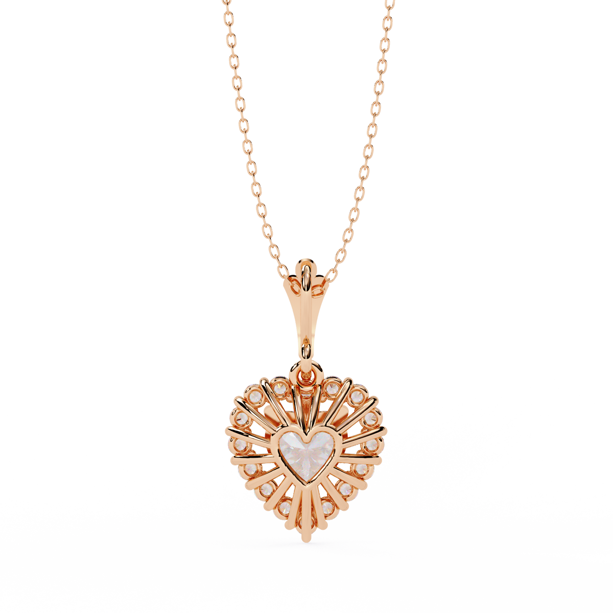 Reverra 14K Heart Halo Diamond Pendant Necklace, CTTW-0.92