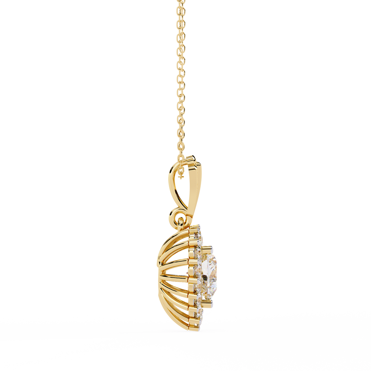 Reverra 14K Heart Halo Diamond Pendant Necklace, CTTW-0.92