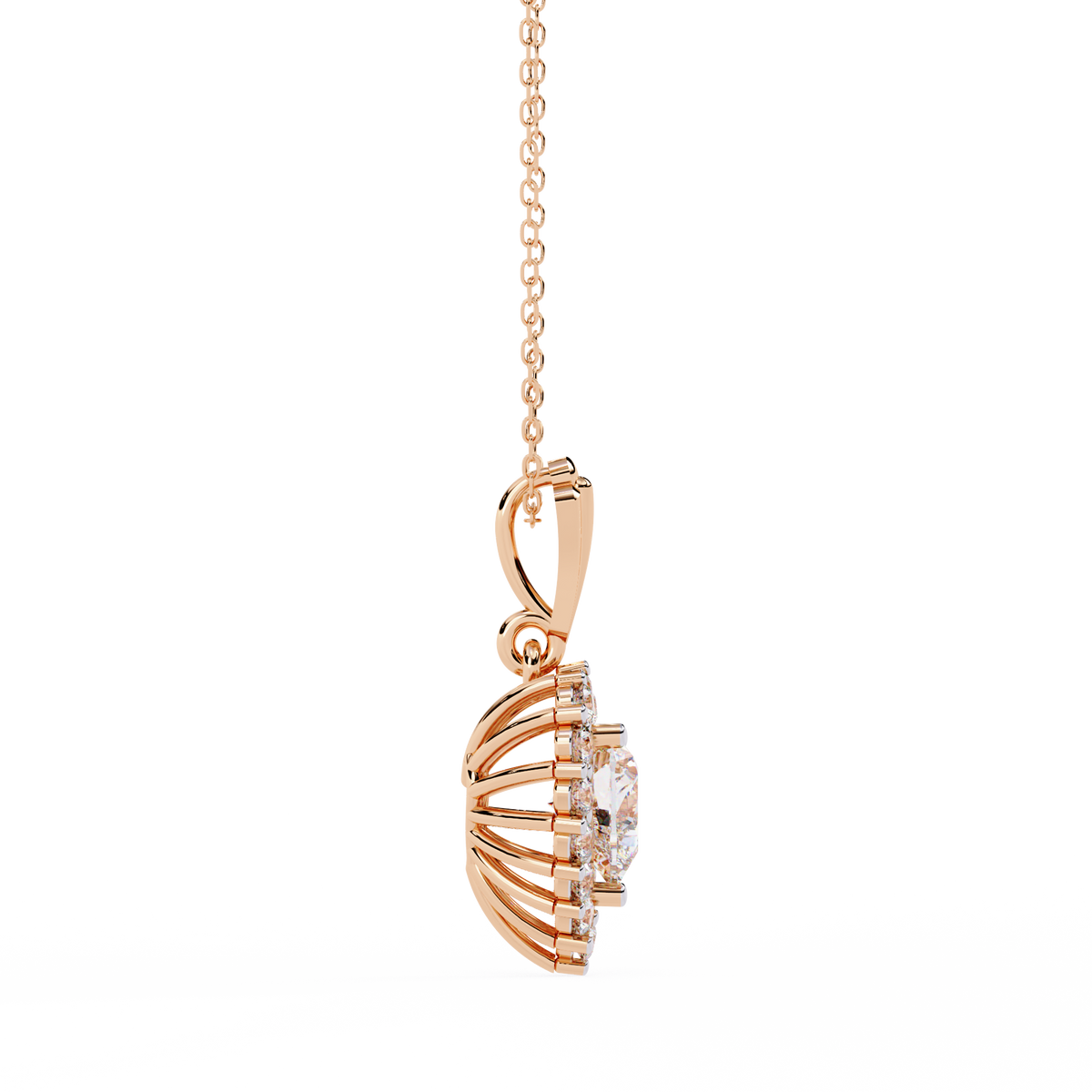 Reverra 14K Heart Halo Diamond Pendant Necklace, CTTW-0.92