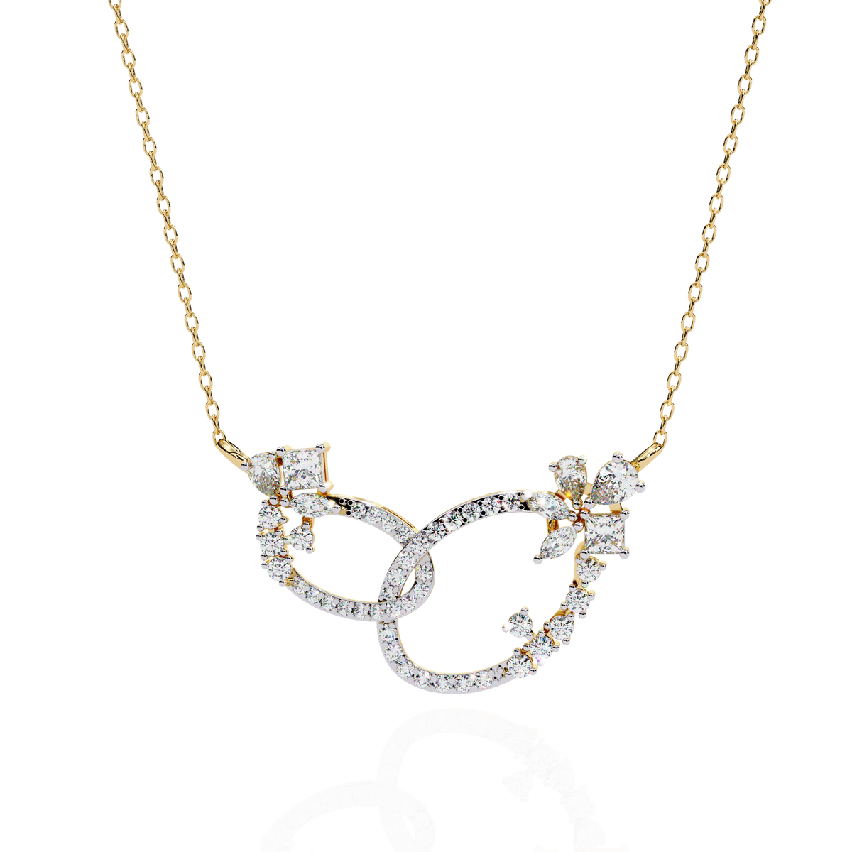 Reverra 14K Interlocking Diamond Loops Necklace, CTTW-0.73
