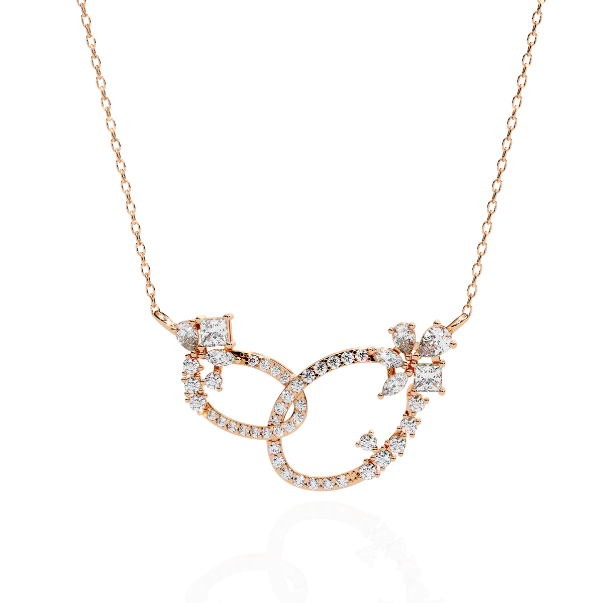 Reverra 14K Interlocking Diamond Loops Necklace, CTTW-0.73
