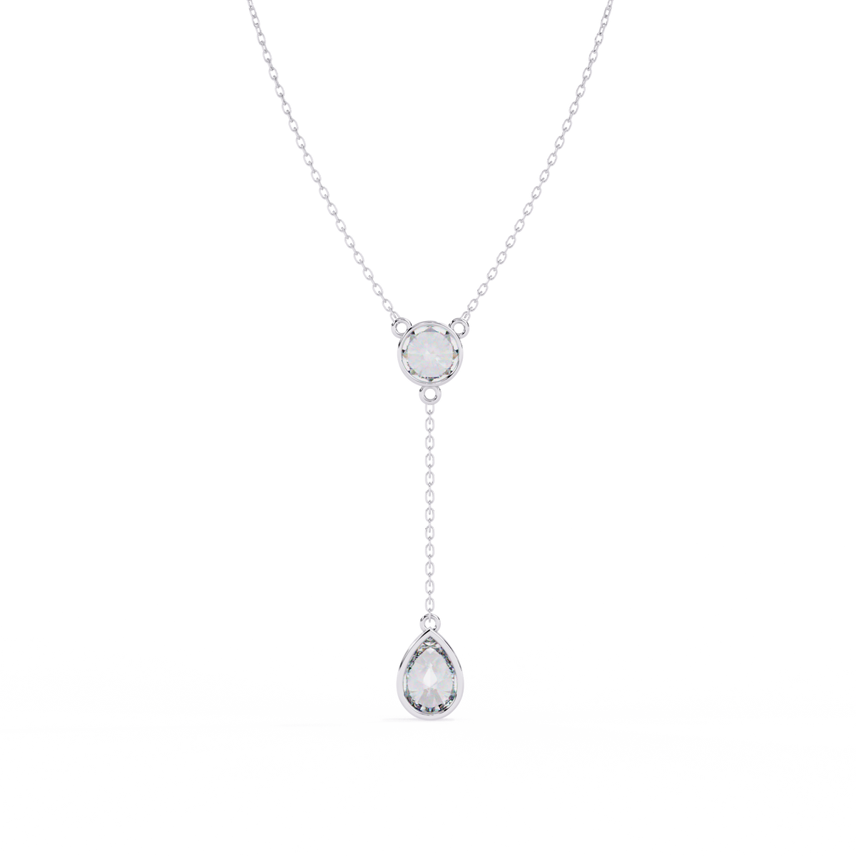 Reverra 14K Dual Drop Bezel Diamond Necklace, CTTW-1.13