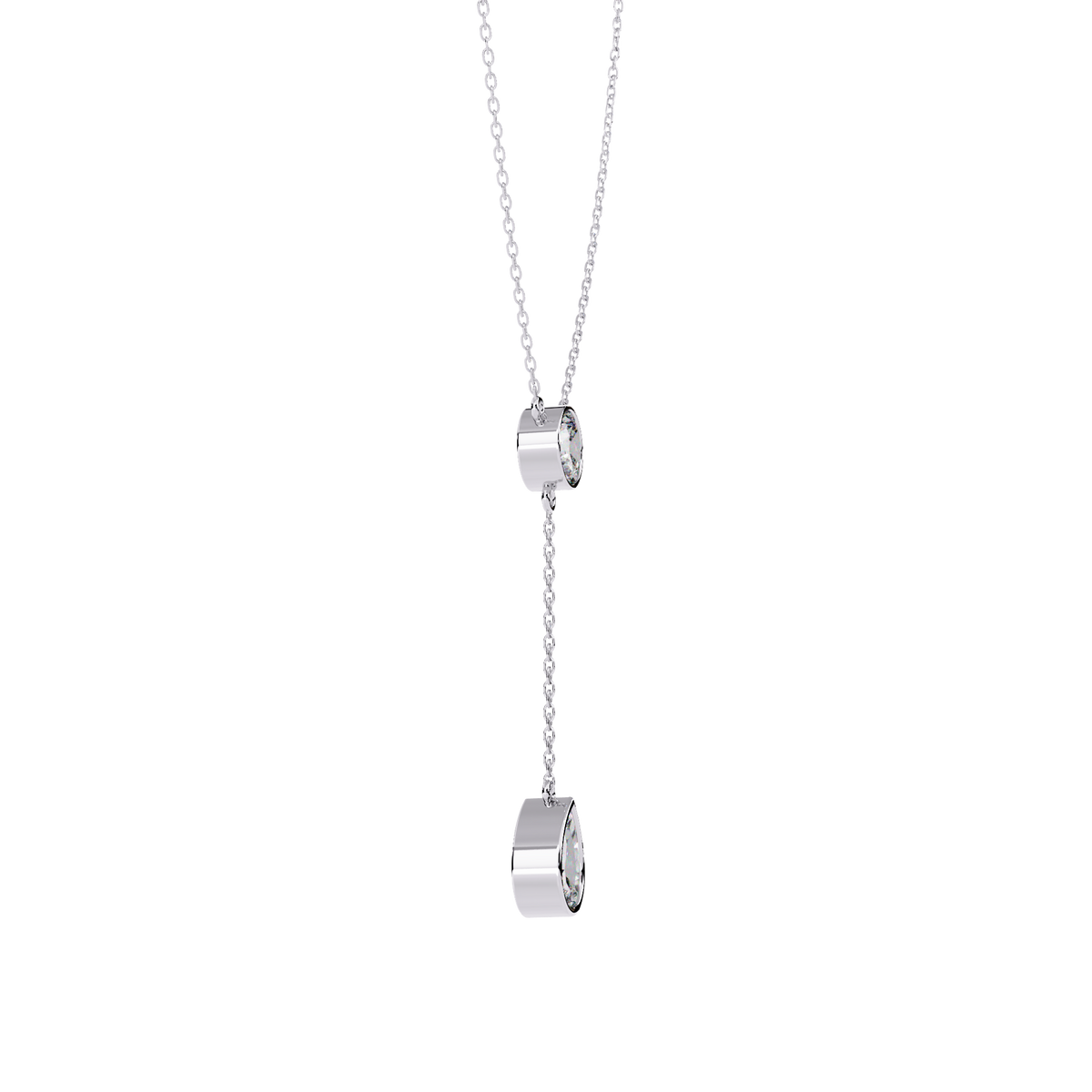Reverra 14K Dual Drop Bezel Diamond Necklace, CTTW-1.13