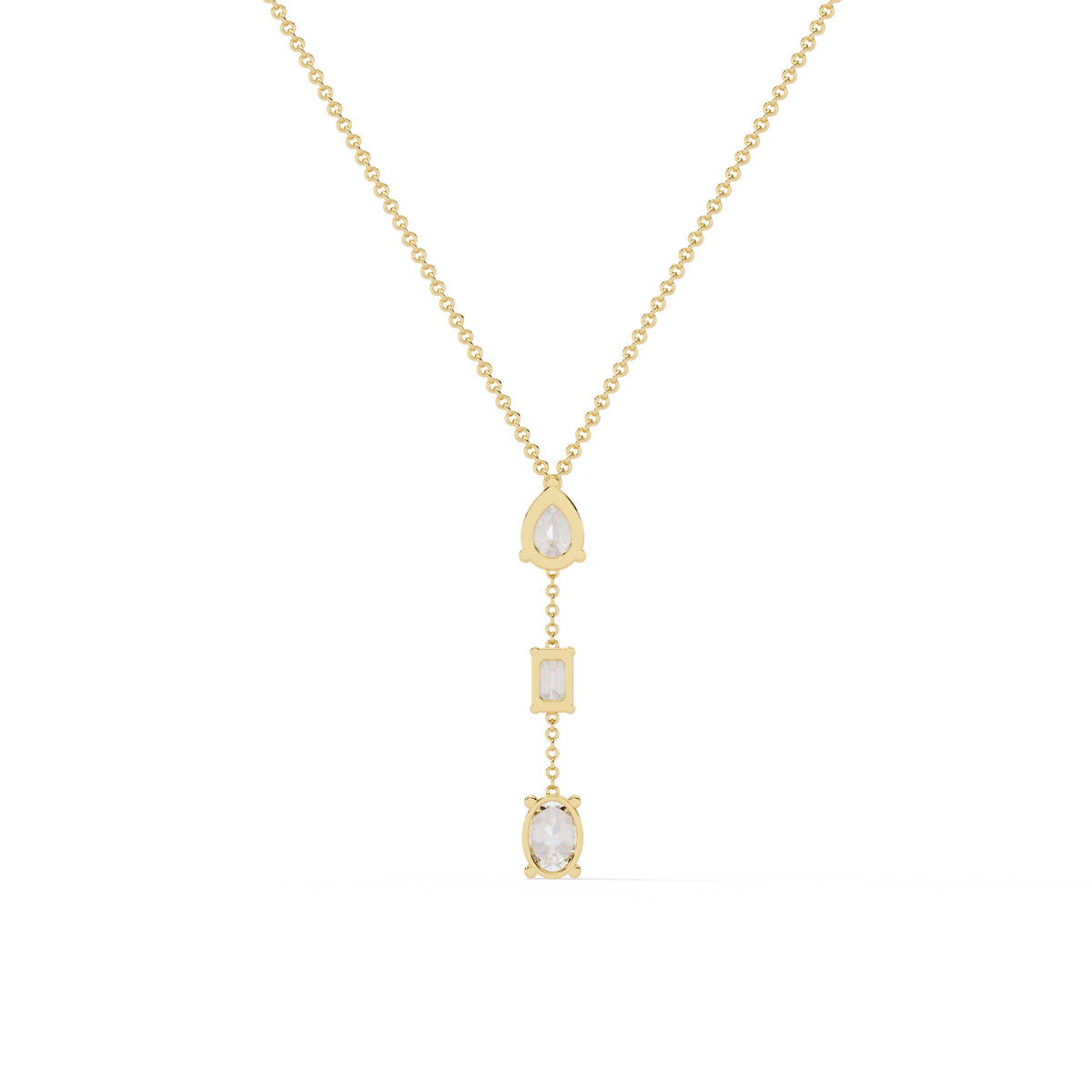 Reverra 14K Trio Drop Diamond Pendant Necklace, CTTW-1.54