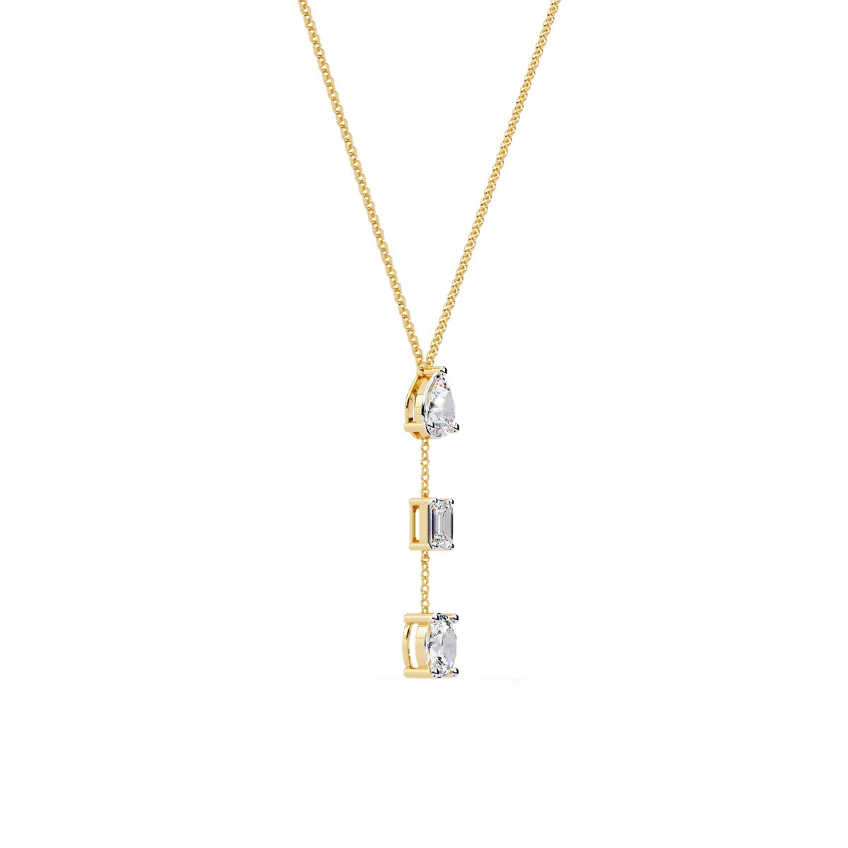Reverra 14K Trio Drop Diamond Pendant Necklace, CTTW-1.54
