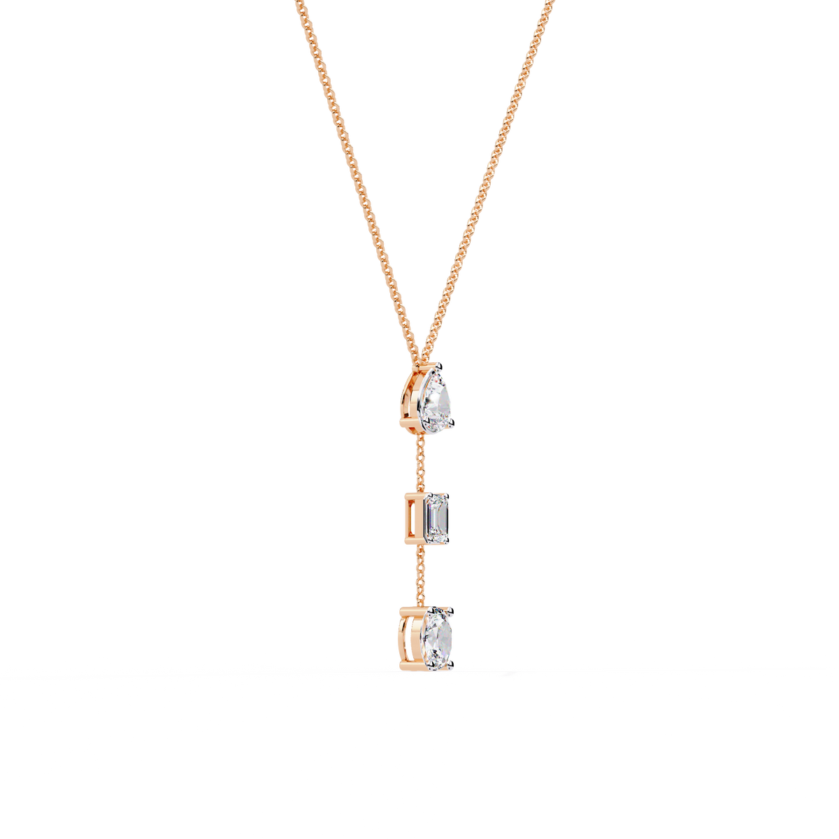 Reverra 14K Trio Drop Diamond Pendant Necklace, CTTW-1.54