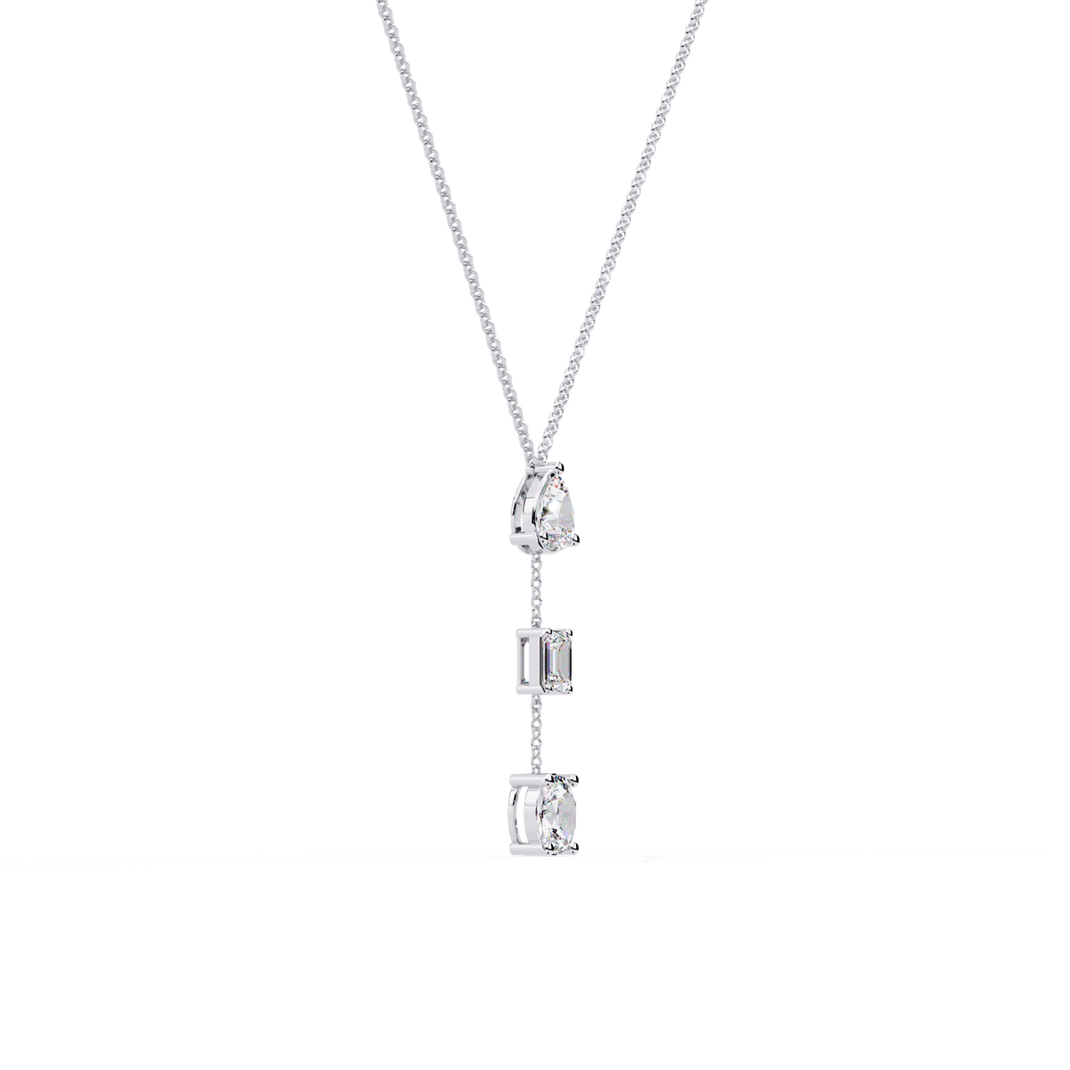 Reverra 14K Trio Drop Diamond Pendant Necklace, CTTW-1.54