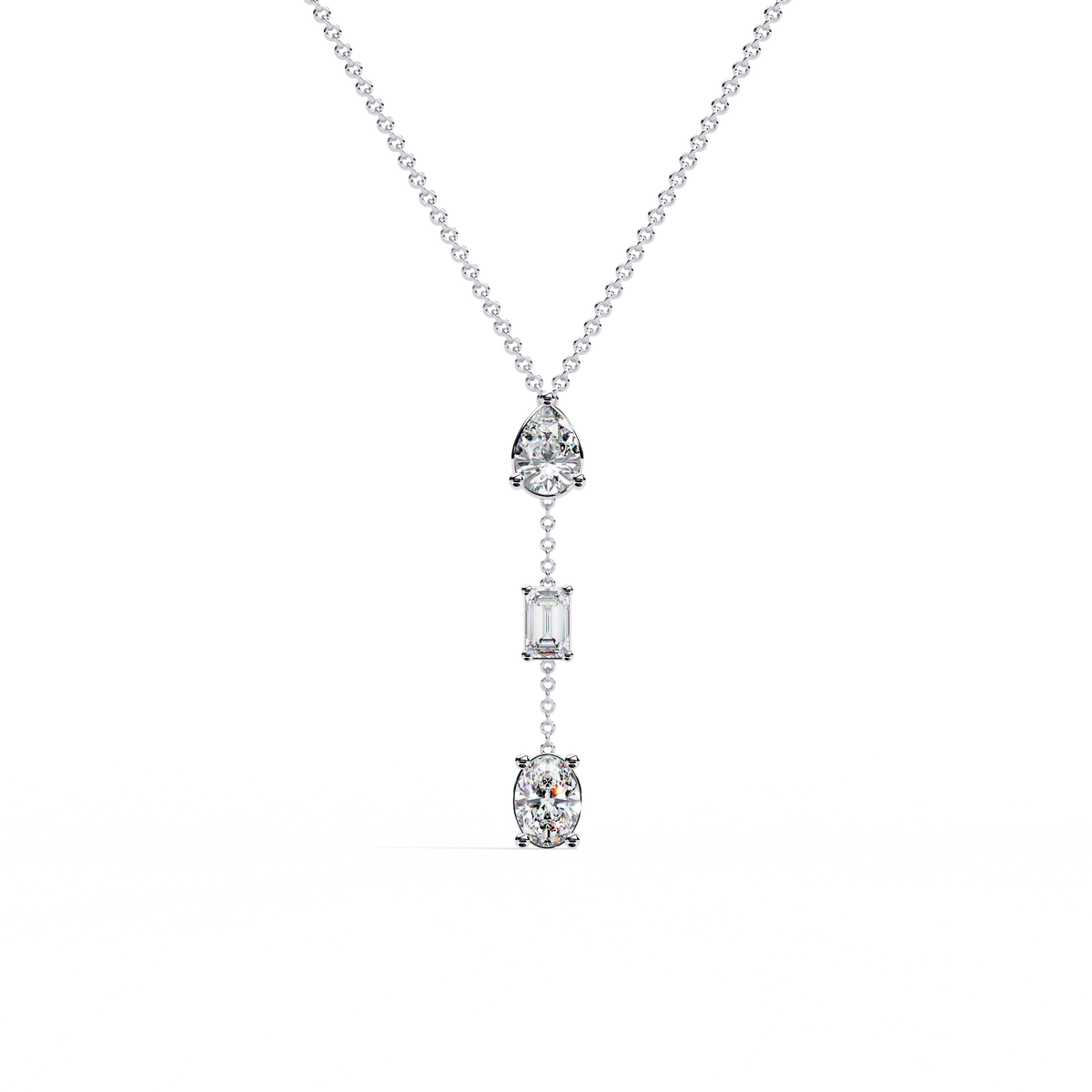 Reverra 14K Trio Drop Diamond Pendant Necklace, CTTW-1.54