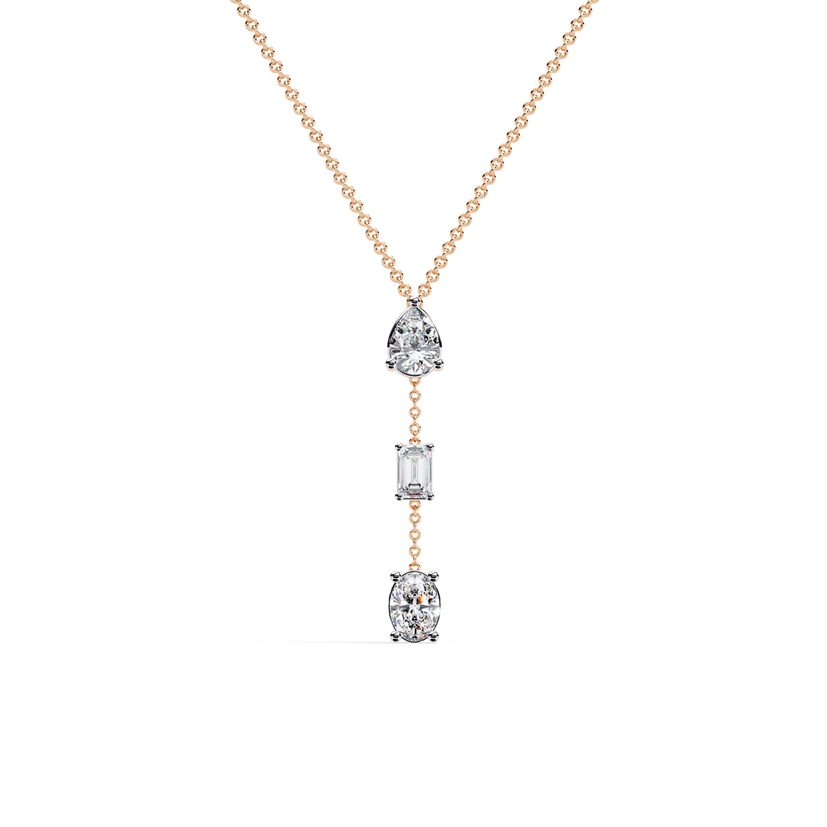 Reverra 14K Trio Drop Diamond Pendant Necklace, CTTW-1.54