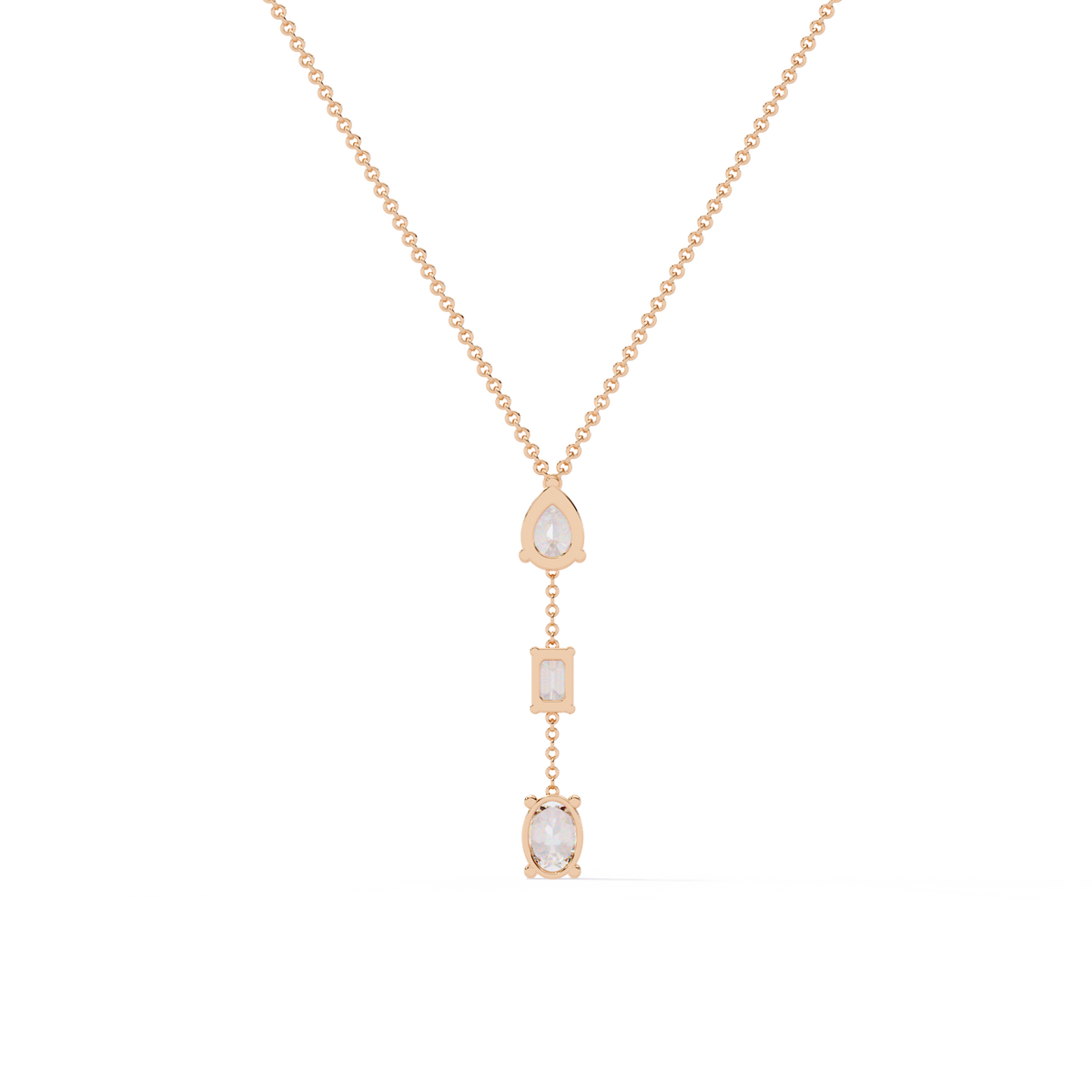 Reverra 14K Trio Drop Diamond Pendant Necklace, CTTW-1.54