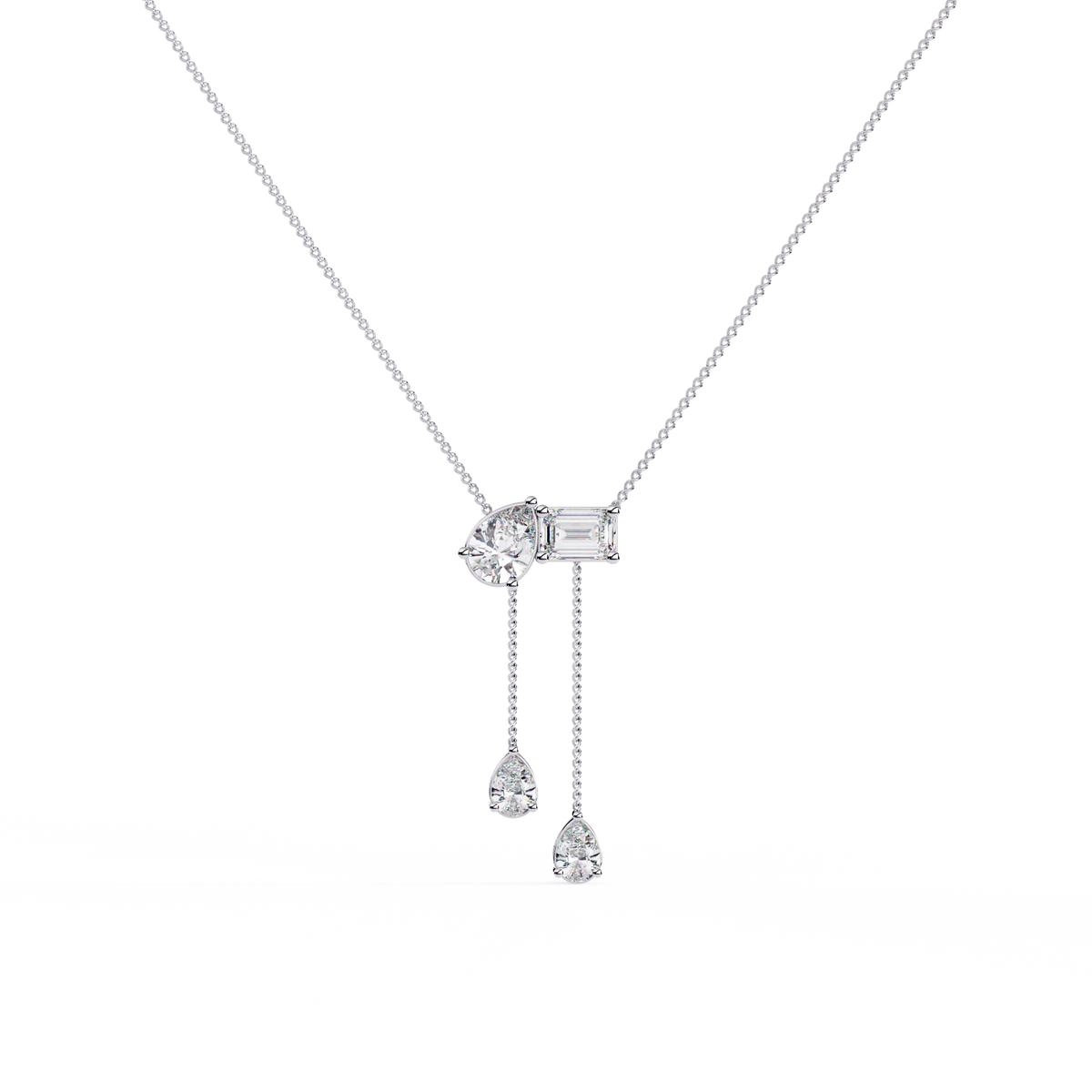 Reverra 14K Multi Drop Diamond Cascade Necklace, CTTW-1.59
