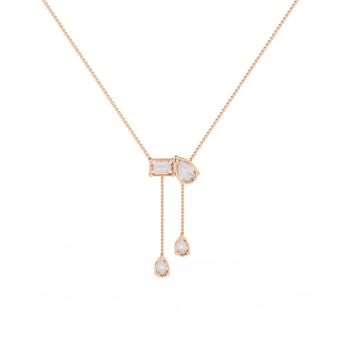 Reverra 14K Multi Drop Diamond Cascade Necklace, CTTW-1.59
