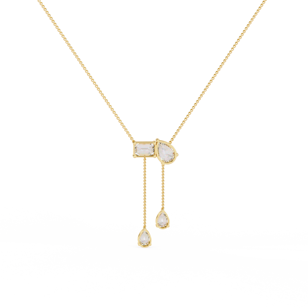 Reverra 14K Multi Drop Diamond Cascade Necklace, CTTW-1.59