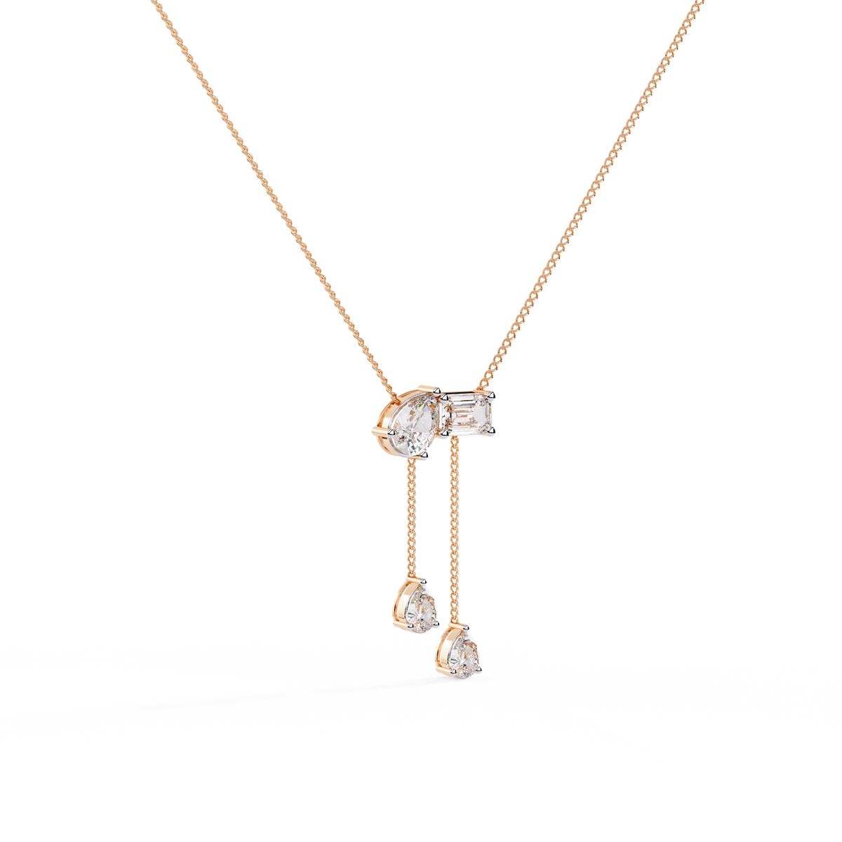 Reverra 14K Multi Drop Diamond Cascade Necklace, CTTW-1.59