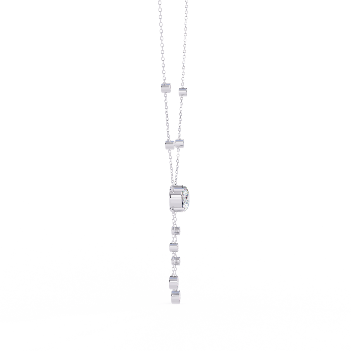 Reverra 14K Bezel Set Multi Drop Diamond Necklace, CTTW-0.66