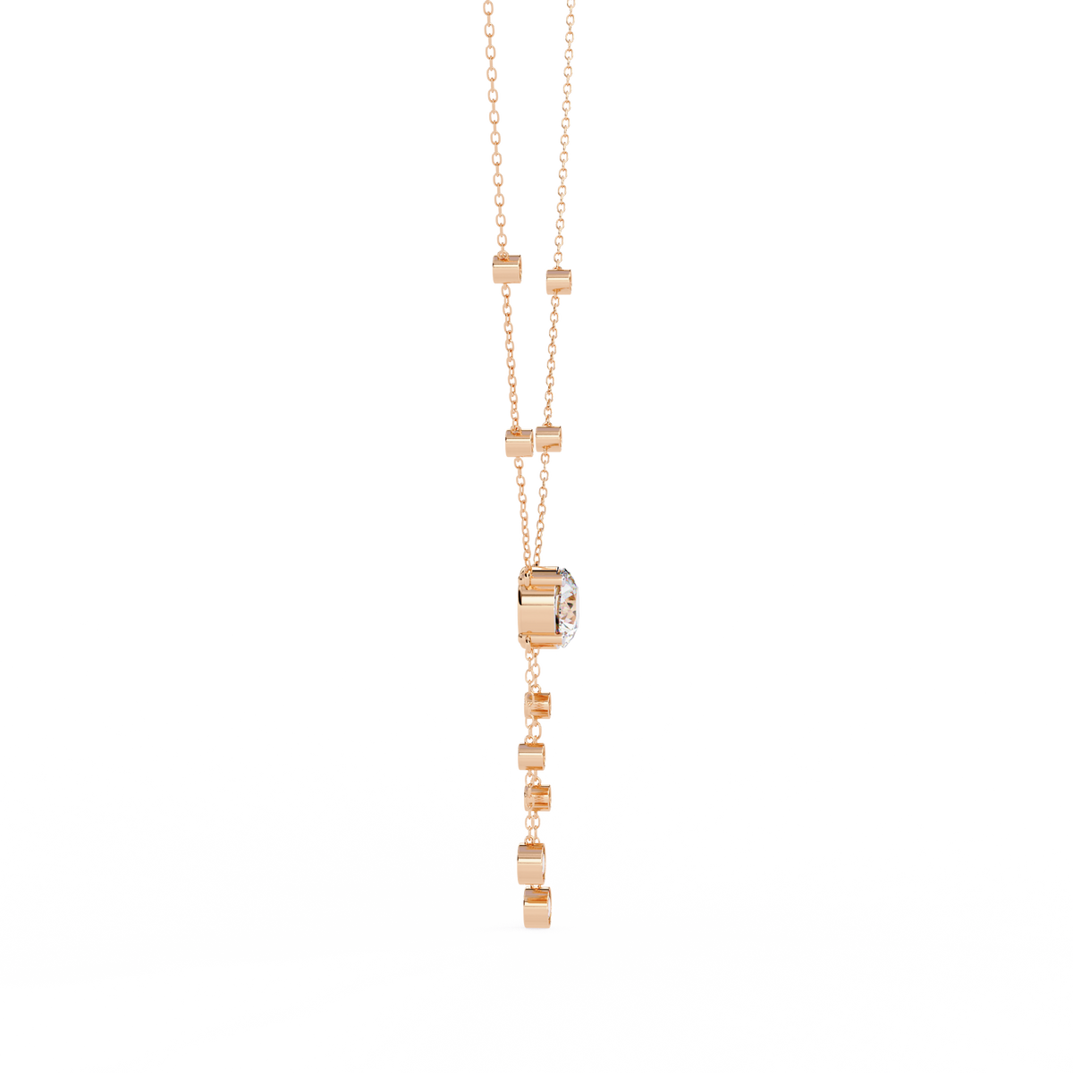 Reverra 14K Bezel Set Multi Drop Diamond Necklace, CTTW-0.66