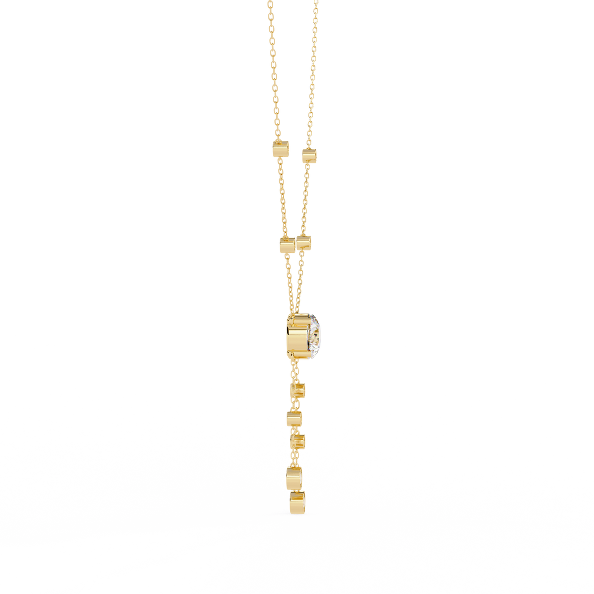 Reverra 14K Bezel Set Multi Drop Diamond Necklace, CTTW-0.66