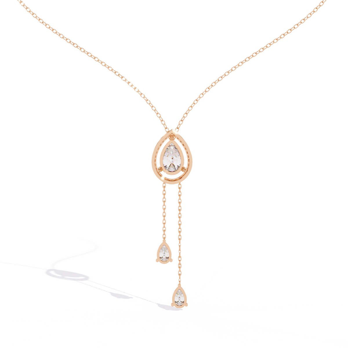 Reverra 14K Pear Drop Diamond Lariat Necklace, CTTW-1.81