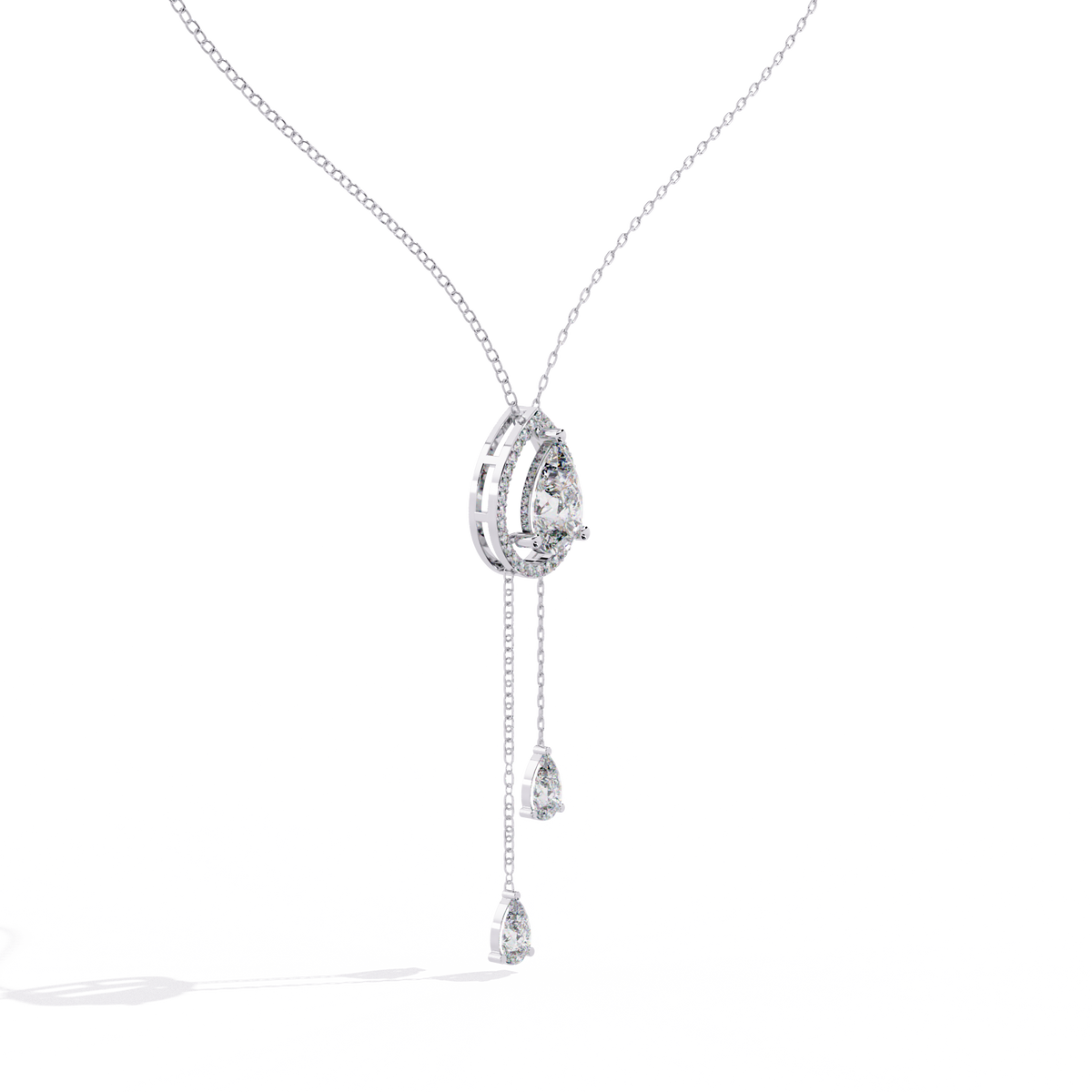 Reverra 14K Pear Drop Diamond Lariat Necklace, CTTW-1.81