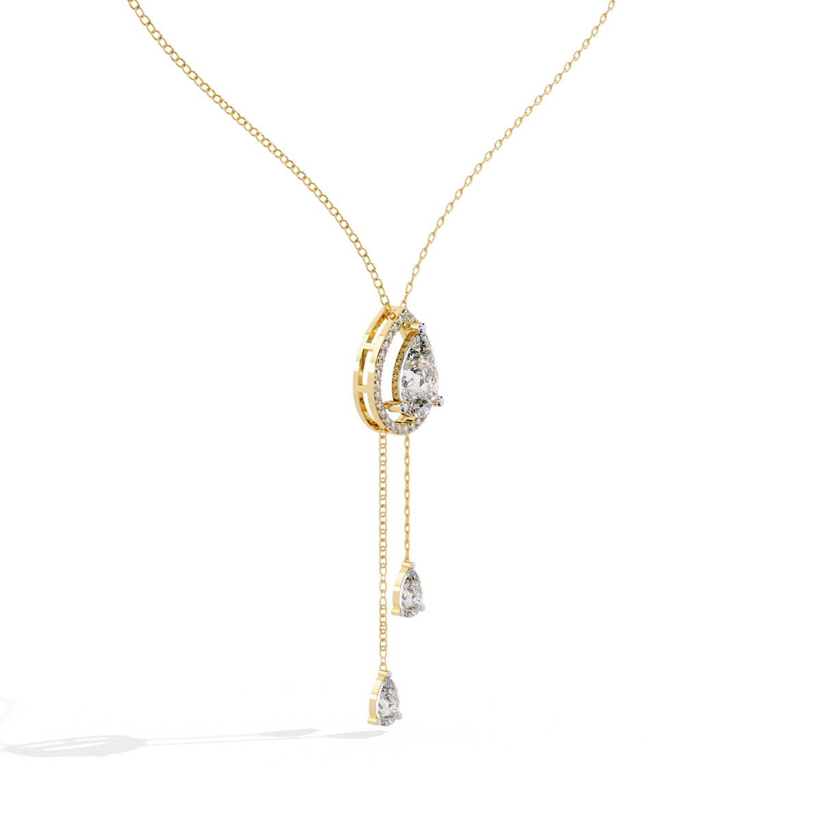 Reverra 14K Pear Drop Diamond Lariat Necklace, CTTW-1.81
