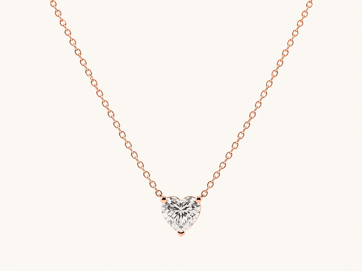 Reverra 14K Gold Heart Cut Lab Grown Diamond Spark Heart Pendant CTTW-1.5