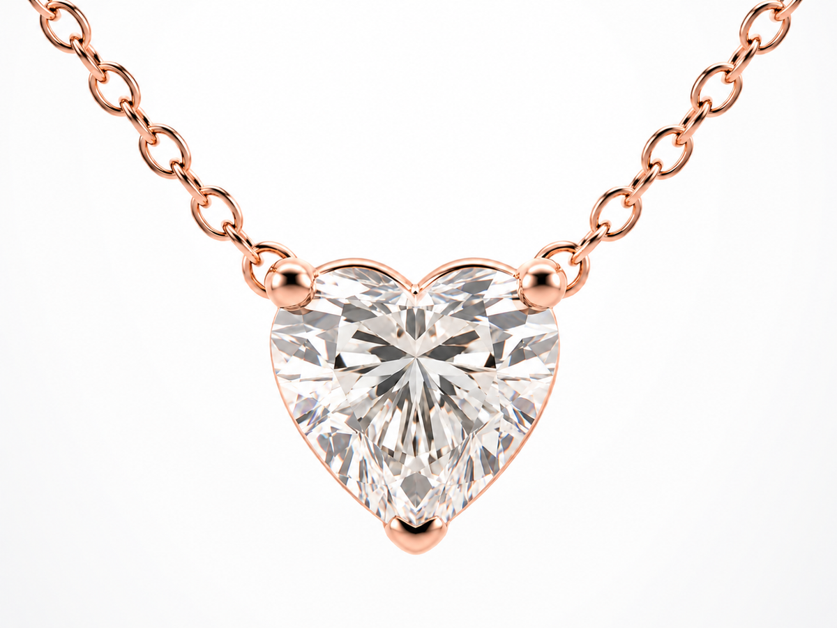 Reverra 14K Gold Heart Cut Lab Grown Diamond Spark Heart Pendant CTTW-1.5