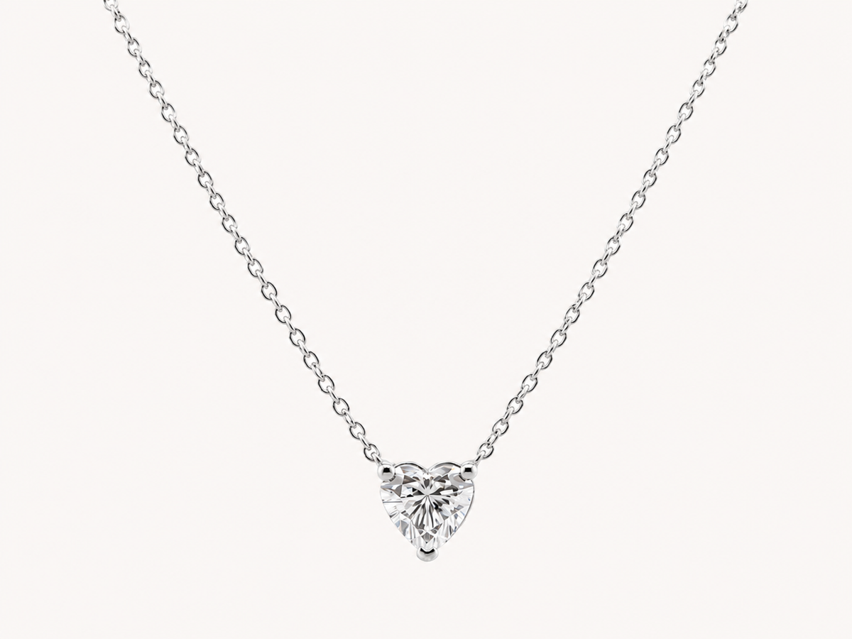 Reverra 14K Gold Heart Cut Lab Grown Diamond Spark Heart Pendant CTTW-1.5