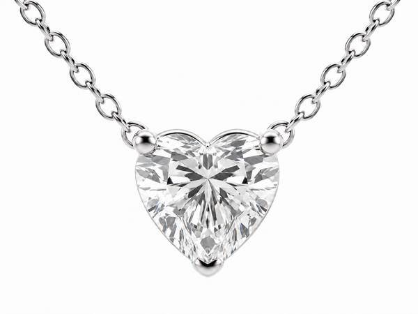 Reverra 14K Gold Heart Cut Lab Grown Diamond Spark Heart Pendant CTTW-1.5