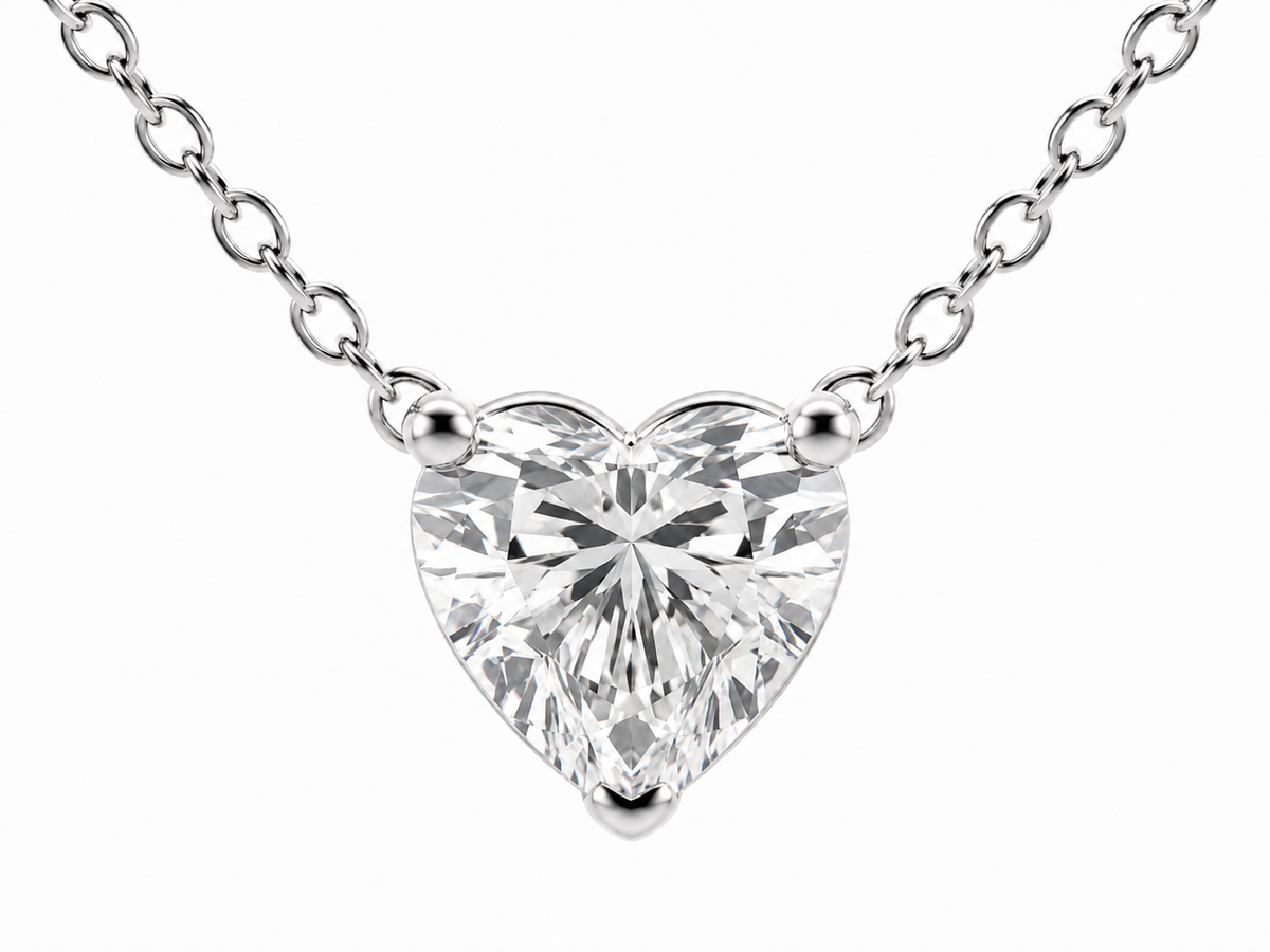 Reverra 14K Gold Heart Cut Lab Grown Diamond Spark Heart Pendant CTTW-1.5