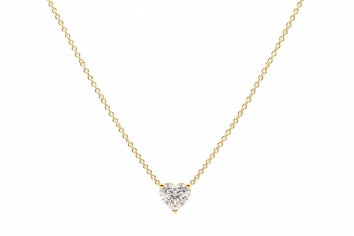 Reverra 14K Gold Heart Cut Lab Grown Diamond Spark Heart Pendant CTTW-1.5