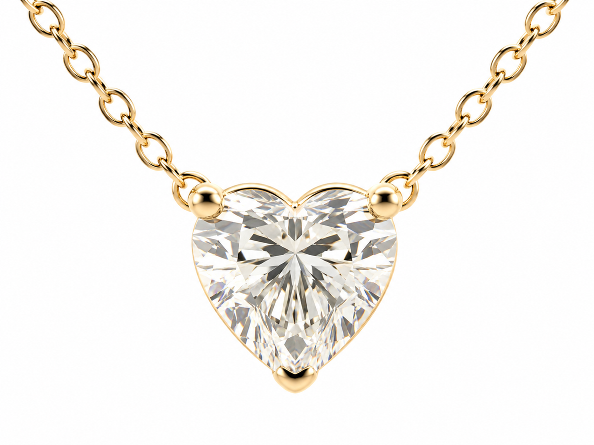 Reverra 14K Gold Heart Cut Lab Grown Diamond Spark Heart Pendant CTTW-1.5