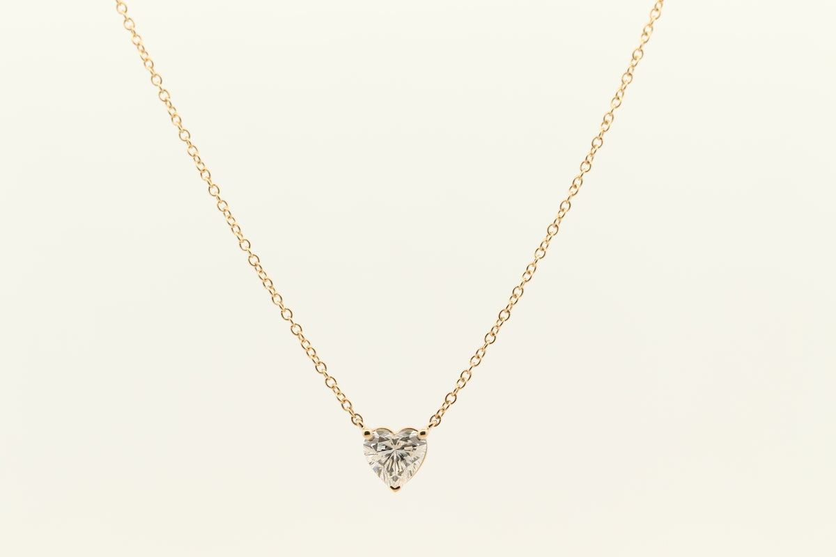 Reverra 14K Gold Heart Cut Lab Grown Diamond Spark Heart Pendant CTTW-1.5