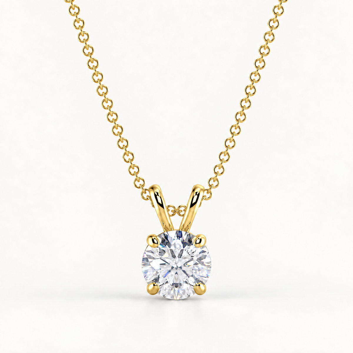 Reverra 14K Gold Round Lab Grown Diamond Solitaire Pendant