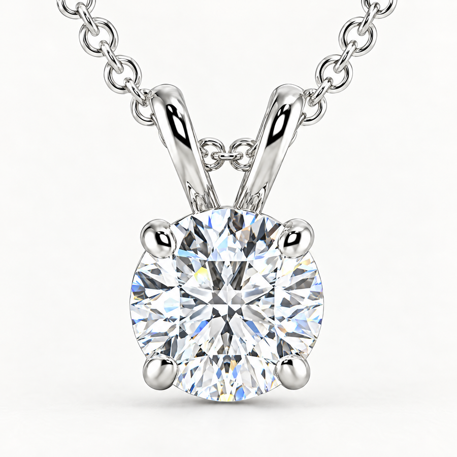 Reverra 14K Gold Round Lab Grown Diamond Solitaire Pendant