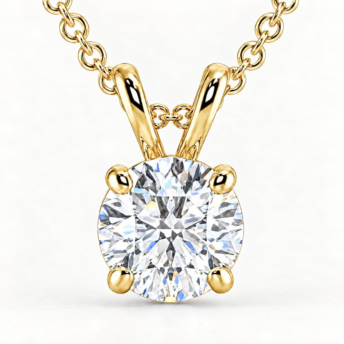 Reverra 14K Gold Round Lab Grown Diamond Solitaire Pendant