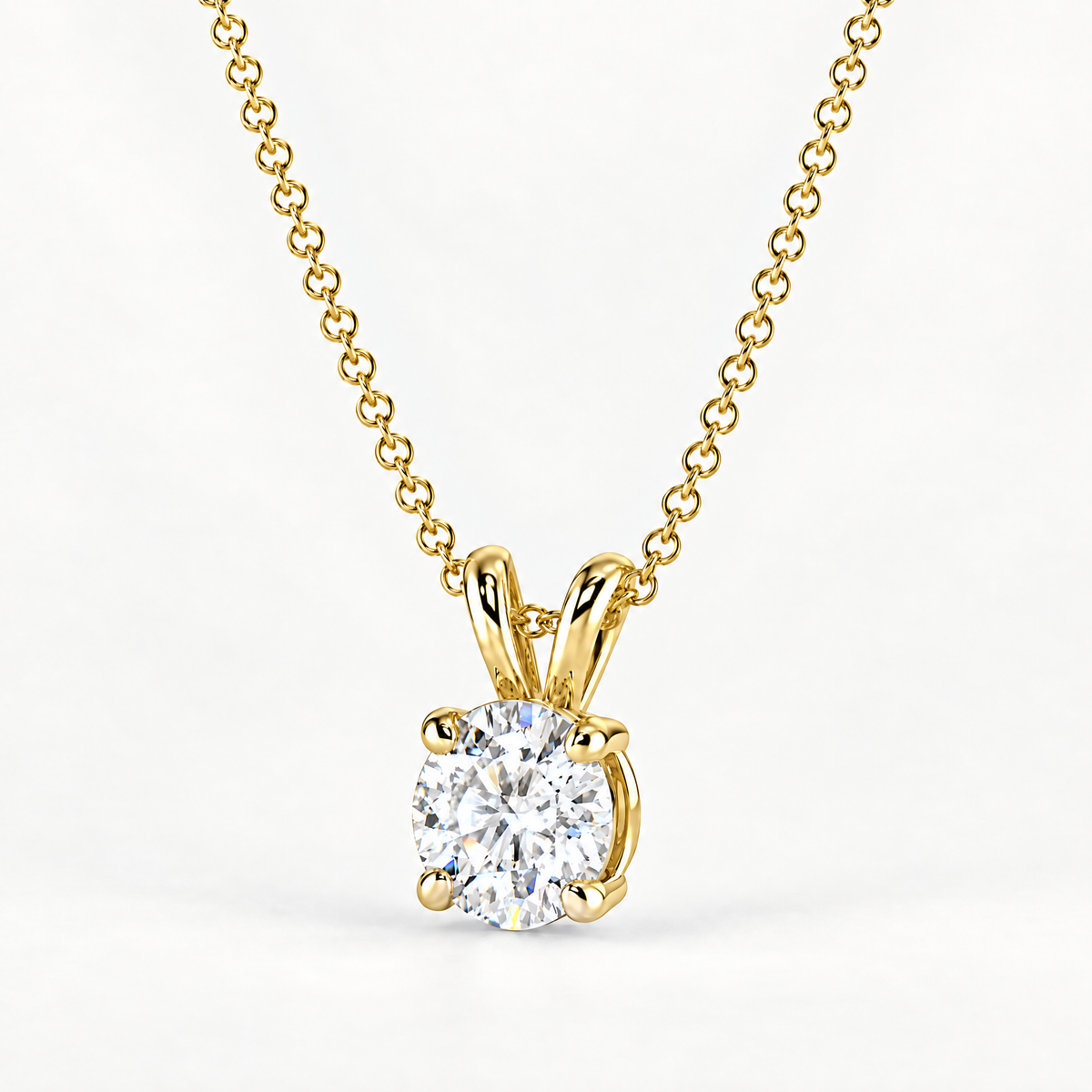 Reverra 14K Gold Round Lab Grown Diamond Solitaire Pendant