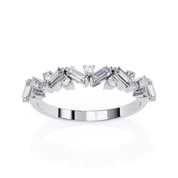 Reverra 14K Gold Baguette & Round Lab Grown Diamond Modern Elegance Half Eternity Band for Women, CTTW-0.54 - Reverra Jewels Inc.
