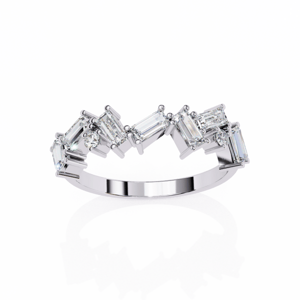 Reverra 14K Gold Baguette & Round Lab Grown Diamond Modern Geometric Sparkle Engagement Ring for Women, CTTW-0.68 - Reverra Jewels Inc.