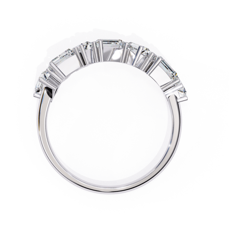 Reverra 14K Gold Baguette & Round Lab Grown Diamond Modern Geometric Sparkle Engagement Ring for Women, CTTW-0.68 - Reverra Jewels Inc.