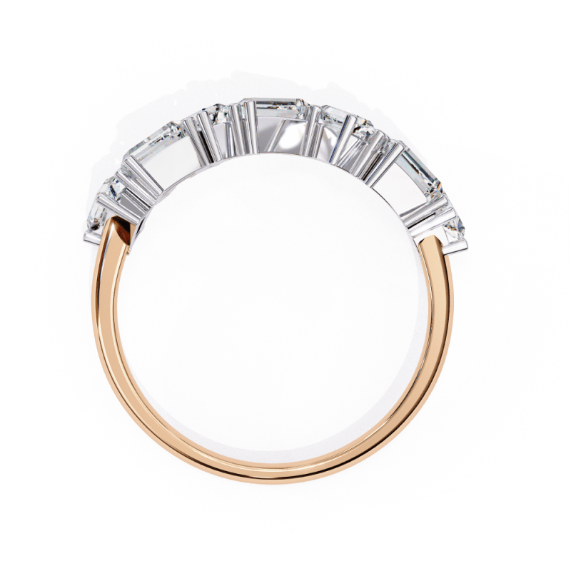 Reverra 14K Gold Baguette & Round Lab Grown Diamond Modern Geometric Sparkle Engagement Ring for Women, CTTW-0.68 - Reverra Jewels Inc.