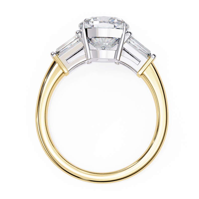 Reverra 14K Gold Cushion & Baguette Lab Grown Diamond Engagement Ring for Women, CTTW-3.84 - Reverra Jewels Inc.