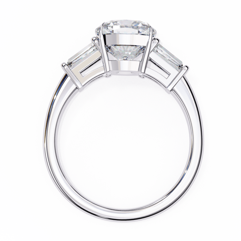 Reverra 14K Gold Cushion & Baguette Lab Grown Diamond Engagement Ring for Women, CTTW-3.84 - Reverra Jewels Inc.