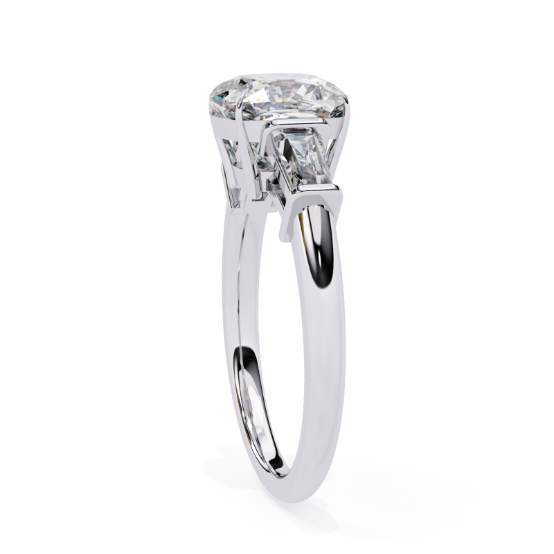Reverra 14K Gold Cushion & Baguette Lab Grown Diamond Engagement Ring for Women, CTTW-3.84 - Reverra Jewels Inc.