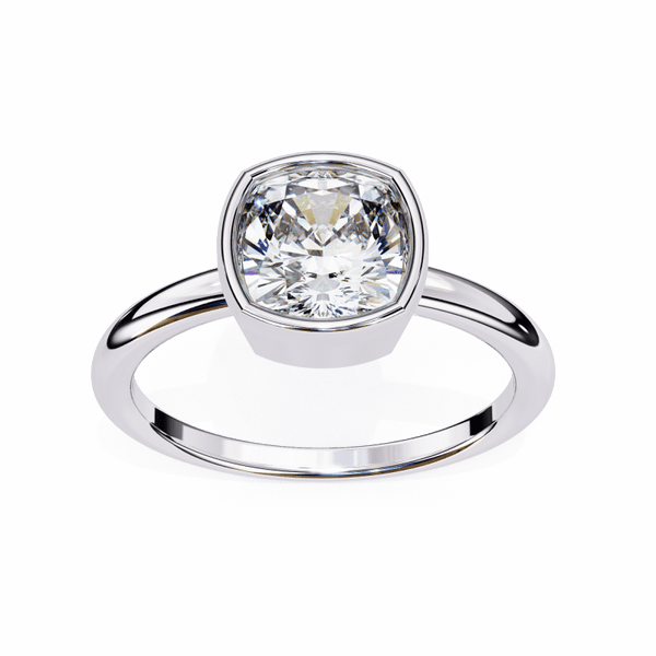 Reverra 14K Gold Cushion Lab Grown Diamond Bezel Set Engagement Ring for Women, CTTW-1.78 - Reverra Jewels Inc.
