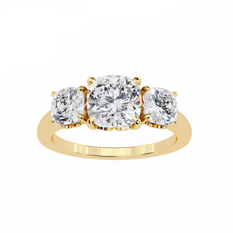 Reverra 14K Gold Cushion Lab Grown Diamond Engagement Ring for Women, CTTW-3.96 - Reverra Jewels Inc.