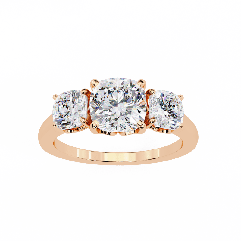 Reverra 14K Gold Cushion Lab Grown Diamond Engagement Ring for Women, CTTW-3.96 - Reverra Jewels Inc.