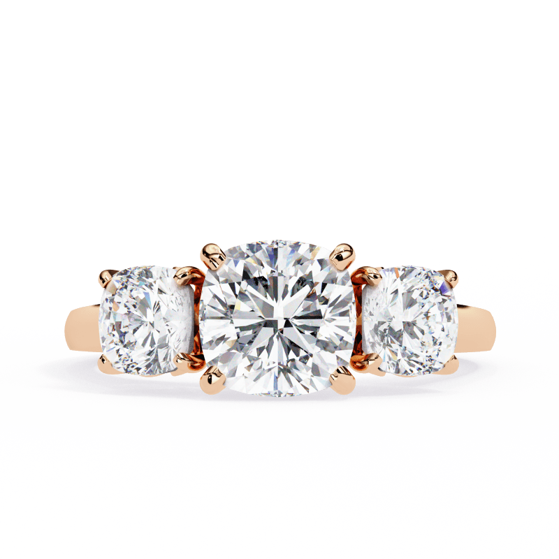Reverra 14K Gold Cushion Lab Grown Diamond Engagement Ring for Women, CTTW-3.96 - Reverra Jewels Inc.