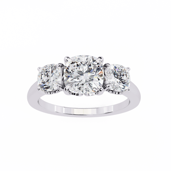 Reverra 14K Gold Cushion Lab Grown Diamond Engagement Ring for Women, CTTW-3.96 - Reverra Jewels Inc.