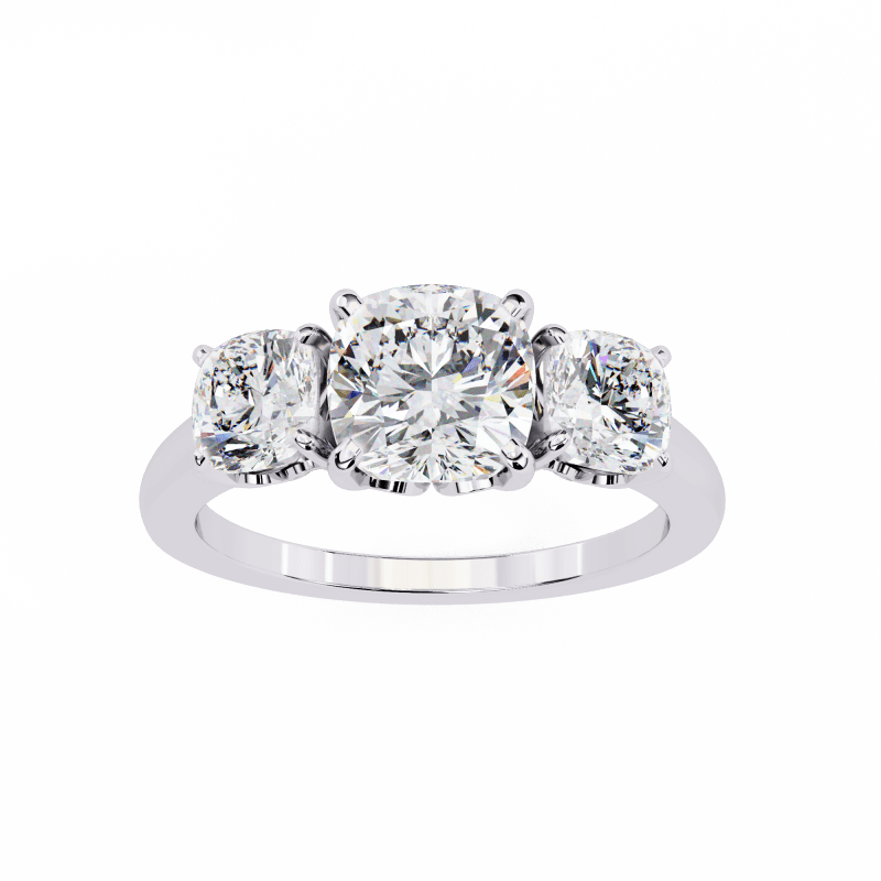 Reverra 14K Gold Cushion Lab Grown Diamond Engagement Ring for Women, CTTW-3.96 - Reverra Jewels Inc.