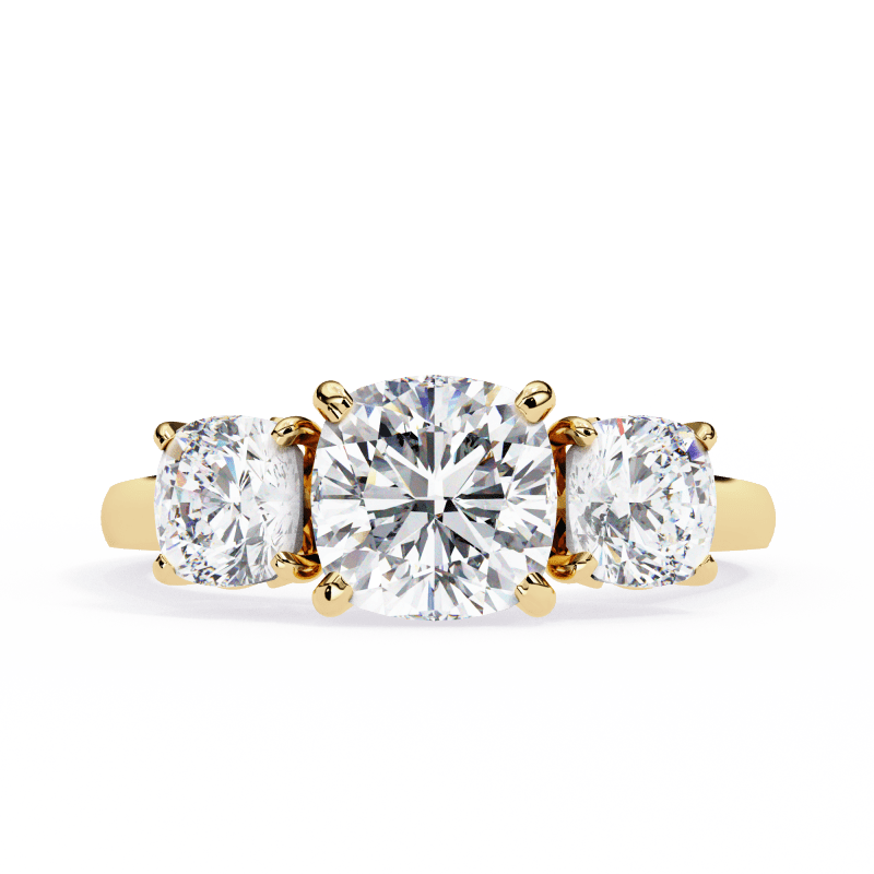 Reverra 14K Gold Cushion Lab Grown Diamond Engagement Ring for Women, CTTW-3.96 - Reverra Jewels Inc.